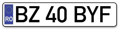 Placuta inmatriculare numar auto  BZ-40-BYF, BZ 40 BYF, BZ40BYF