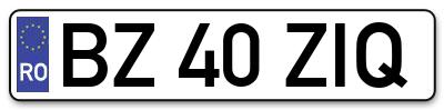 Placuta inmatriculare numar auto  BZ-40-ZIQ, BZ 40 ZIQ, BZ40ZIQ