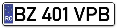 Placuta inmatriculare numar auto  BZ-401-VPB, BZ 401 VPB, BZ401VPB
