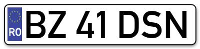 Placuta inmatriculare numar auto  BZ-41-DSN, BZ 41 DSN, BZ41DSN