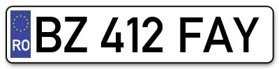Placuta inmatriculare numar auto  BZ-412-FAY, BZ 412 FAY, BZ412FAY