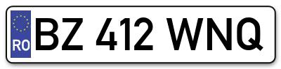 Placuta inmatriculare numar auto  BZ-412-WNQ, BZ 412 WNQ, BZ412WNQ