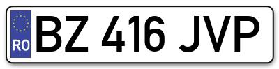 Placuta inmatriculare numar auto  BZ-416-JVP, BZ 416 JVP, BZ416JVP