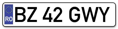 Placuta inmatriculare numar auto  BZ-42-GWY, BZ 42 GWY, BZ42GWY