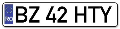 Placuta inmatriculare numar auto  BZ-42-HTY, BZ 42 HTY, BZ42HTY