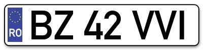 Placuta inmatriculare numar auto  BZ-42-VVI, BZ 42 VVI, BZ42VVI