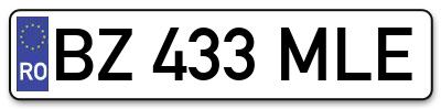 Placuta inmatriculare numar auto  BZ-433-MLE, BZ 433 MLE, BZ433MLE