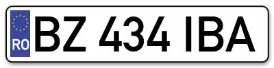 Placuta inmatriculare numar auto  BZ-434-IBA, BZ 434 IBA, BZ434IBA