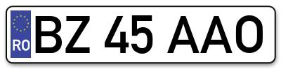 Placuta inmatriculare numar auto  BZ-45-AAO, BZ 45 AAO, BZ45AAO