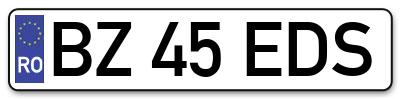 Placuta inmatriculare numar auto  BZ-45-EDS, BZ 45 EDS, BZ45EDS