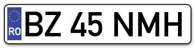 Placuta inmatriculare numar auto  BZ-45-NMH, BZ 45 NMH, BZ45NMH