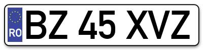 Placuta inmatriculare numar auto  BZ-45-XVZ, BZ 45 XVZ, BZ45XVZ