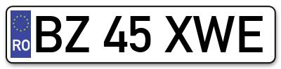 Placuta inmatriculare numar auto  BZ-45-XWE, BZ 45 XWE, BZ45XWE
