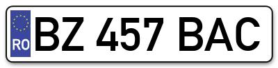 Placuta inmatriculare numar auto  BZ-457-BAC, BZ 457 BAC, BZ457BAC