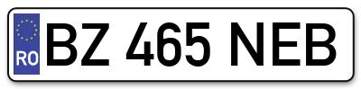 Placuta inmatriculare numar auto  BZ-465-NEB, BZ 465 NEB, BZ465NEB
