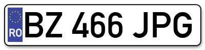 Placuta inmatriculare numar auto  BZ-466-JPG, BZ 466 JPG, BZ466JPG