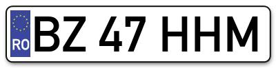 Placuta inmatriculare numar auto  BZ-47-HHM, BZ 47 HHM, BZ47HHM