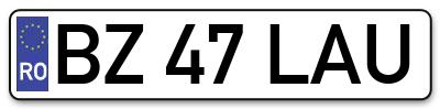 Placuta inmatriculare numar auto  BZ-47-LAU, BZ 47 LAU, BZ47LAU