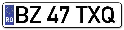 Placuta inmatriculare numar auto  BZ-47-TXQ, BZ 47 TXQ, BZ47TXQ