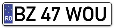 Placuta inmatriculare numar auto  BZ-47-WOU, BZ 47 WOU, BZ47WOU