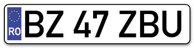Placuta inmatriculare numar auto  BZ-47-ZBU, BZ 47 ZBU, BZ47ZBU