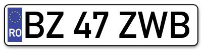 Placuta inmatriculare numar auto  BZ-47-ZWB, BZ 47 ZWB, BZ47ZWB