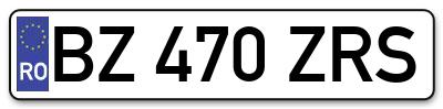 Placuta inmatriculare numar auto  BZ-470-ZRS, BZ 470 ZRS, BZ470ZRS