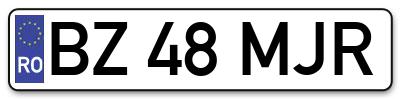 Placuta inmatriculare numar auto  BZ-48-MJR, BZ 48 MJR, BZ48MJR
