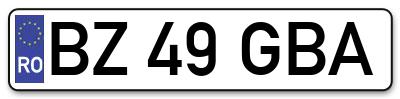 Placuta inmatriculare numar auto  BZ-49-GBA, BZ 49 GBA, BZ49GBA