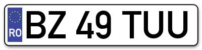 Placuta inmatriculare numar auto  BZ-49-TUU, BZ 49 TUU, BZ49TUU