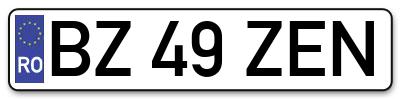 Placuta inmatriculare numar auto  BZ-49-ZEN, BZ 49 ZEN, BZ49ZEN