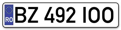 Placuta inmatriculare numar auto  BZ-492-IOO, BZ 492 IOO, BZ492IOO
