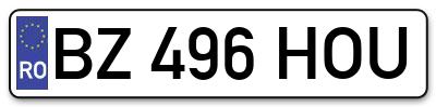 Placuta inmatriculare numar auto  BZ-496-HOU, BZ 496 HOU, BZ496HOU
