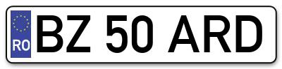 Placuta inmatriculare numar auto  BZ-50-ARD, BZ 50 ARD, BZ50ARD
