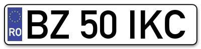 Placuta inmatriculare numar auto  BZ-50-IKC, BZ 50 IKC, BZ50IKC