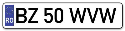 Placuta inmatriculare numar auto  BZ-50-WVW, BZ 50 WVW, BZ50WVW