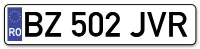 Placuta inmatriculare numar auto  BZ-502-JVR, BZ 502 JVR, BZ502JVR