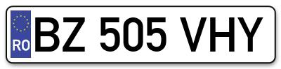 Placuta inmatriculare numar auto  BZ-505-VHY, BZ 505 VHY, BZ505VHY