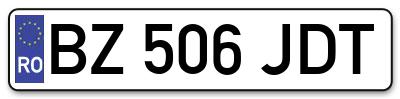 Placuta inmatriculare numar auto  BZ-506-JDT, BZ 506 JDT, BZ506JDT