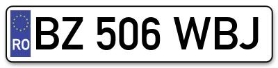 Placuta inmatriculare numar auto  BZ-506-WBJ, BZ 506 WBJ, BZ506WBJ