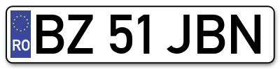 Placuta inmatriculare numar auto  BZ-51-JBN, BZ 51 JBN, BZ51JBN