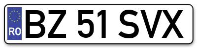 Placuta inmatriculare numar auto  BZ-51-SVX, BZ 51 SVX, BZ51SVX