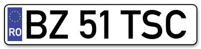 Placuta inmatriculare numar auto  BZ-51-TSC, BZ 51 TSC, BZ51TSC