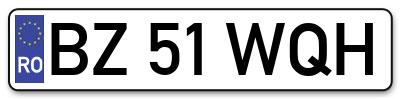 Placuta inmatriculare numar auto  BZ-51-WQH, BZ 51 WQH, BZ51WQH