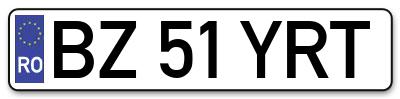 Placuta inmatriculare numar auto  BZ-51-YRT, BZ 51 YRT, BZ51YRT