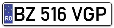 Placuta inmatriculare numar auto  BZ-516-VGP, BZ 516 VGP, BZ516VGP