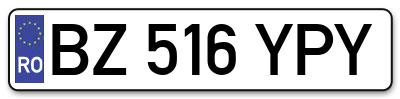 Placuta inmatriculare numar auto  BZ-516-YPY, BZ 516 YPY, BZ516YPY