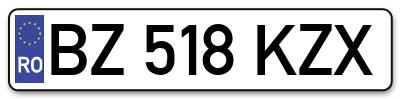 Placuta inmatriculare numar auto  BZ-518-KZX, BZ 518 KZX, BZ518KZX