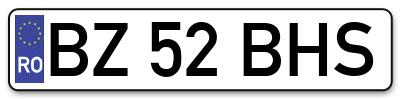 Placuta inmatriculare numar auto  BZ-52-BHS, BZ 52 BHS, BZ52BHS