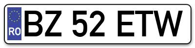 Placuta inmatriculare numar auto  BZ-52-ETW, BZ 52 ETW, BZ52ETW